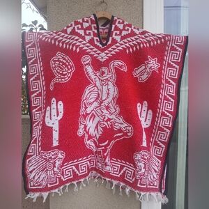 New Traditional Mexican  Poncho (zarape) With Hoodie